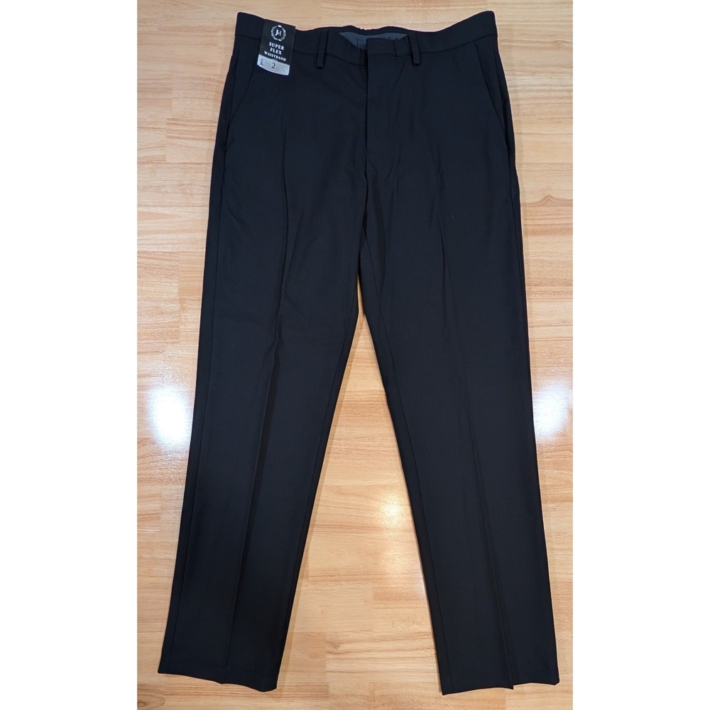 J.M. Haggar Premium Dress Pant Mens 33x32 Black Slim Fit Super Flex Waistband